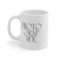 White ceramic mug with handwritten word “PHOTOGRAPHER” 11 oz