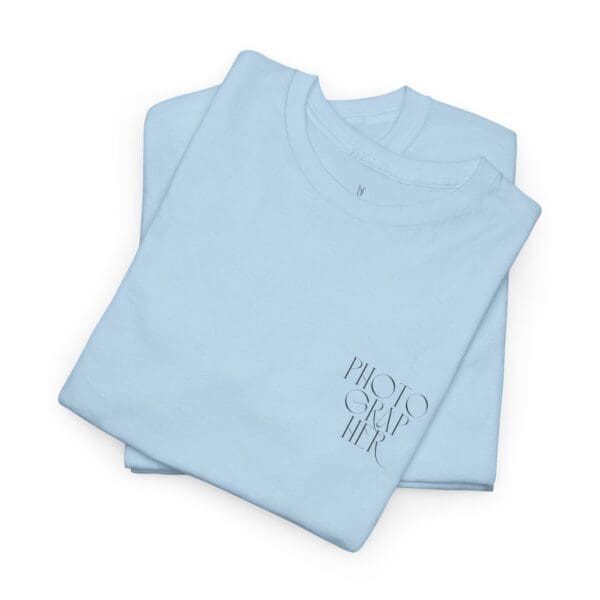 Blue Cotton t-shirt with handwritten photographer print 