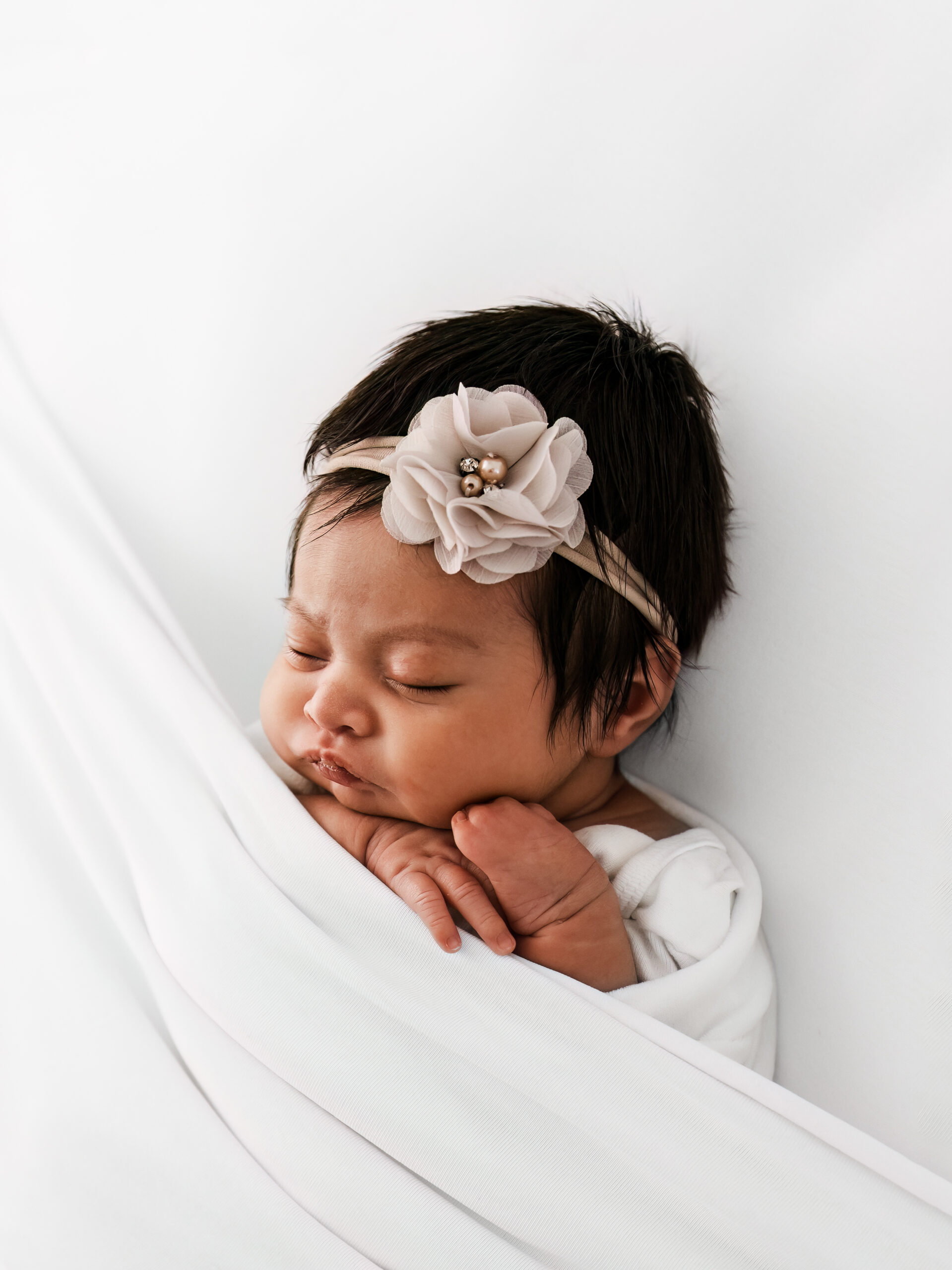 Newborn baby girl photographed in my studio near ramstein